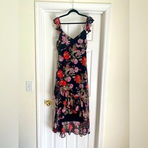 Women's/juniors size XL flowy floral high low maxi dress. Zipper back